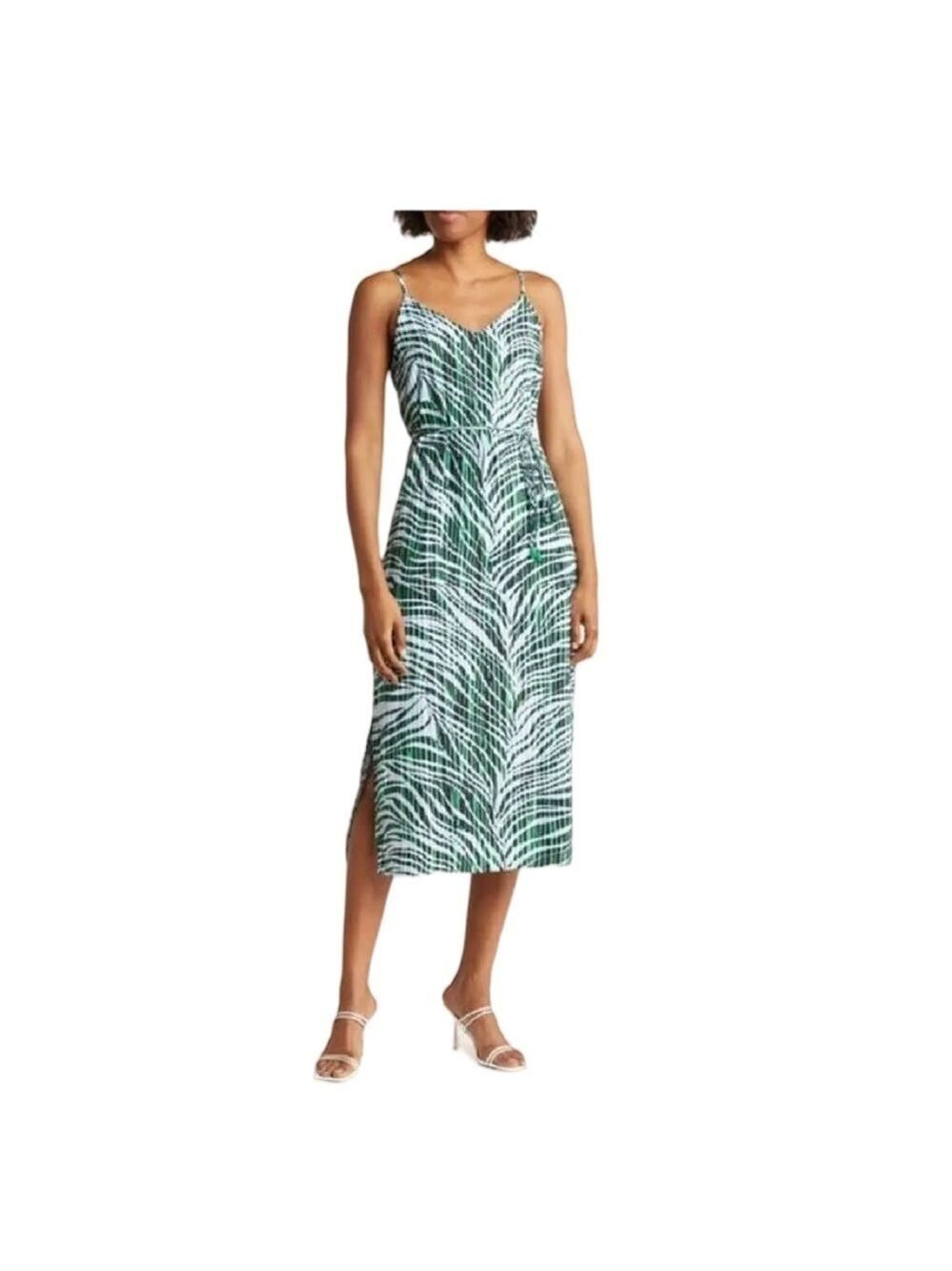Sam Edelman Stripe Zebra Print Blue Green Camisole Dress NWOT Size 10